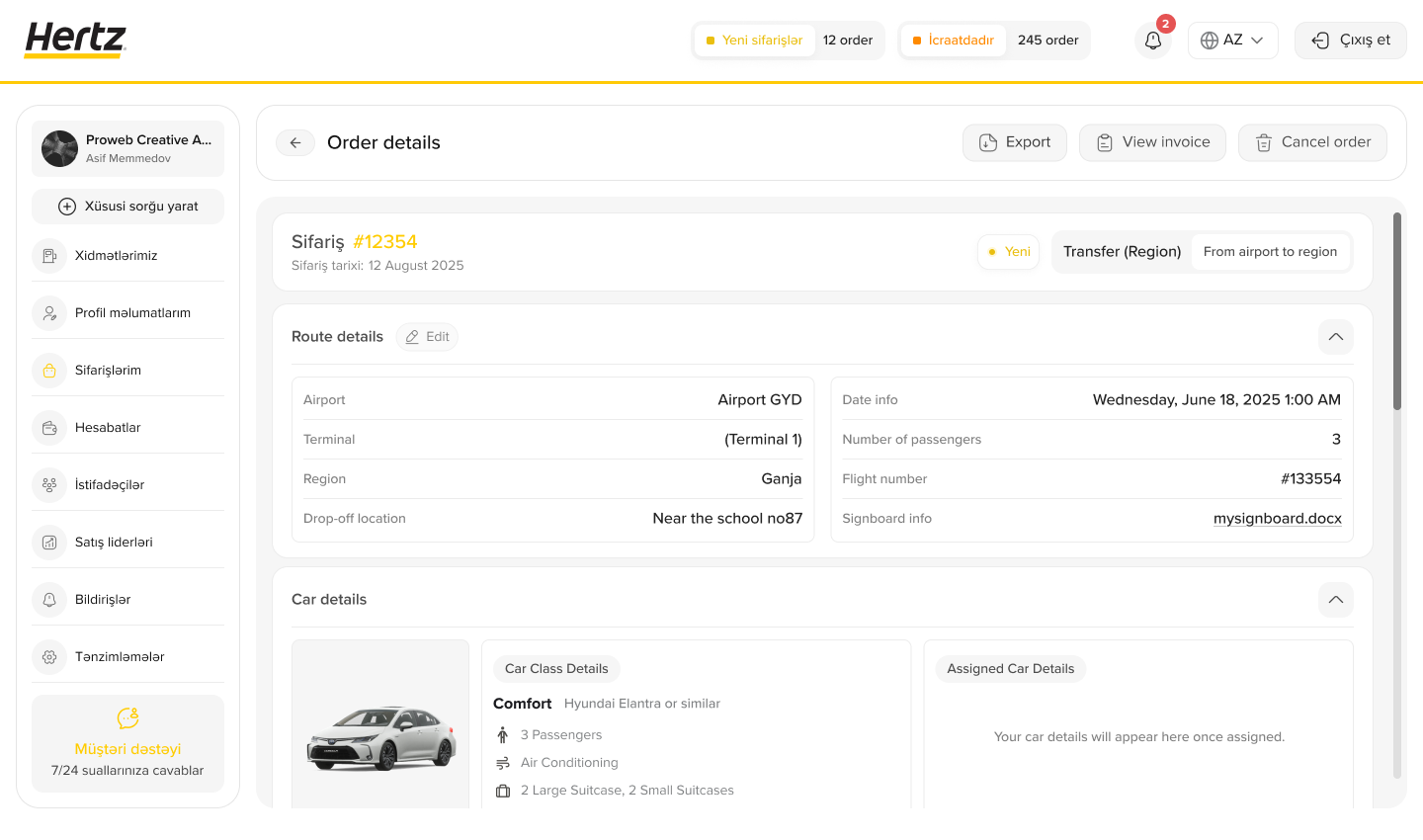 Hertz Azərbaycan b2b platforma