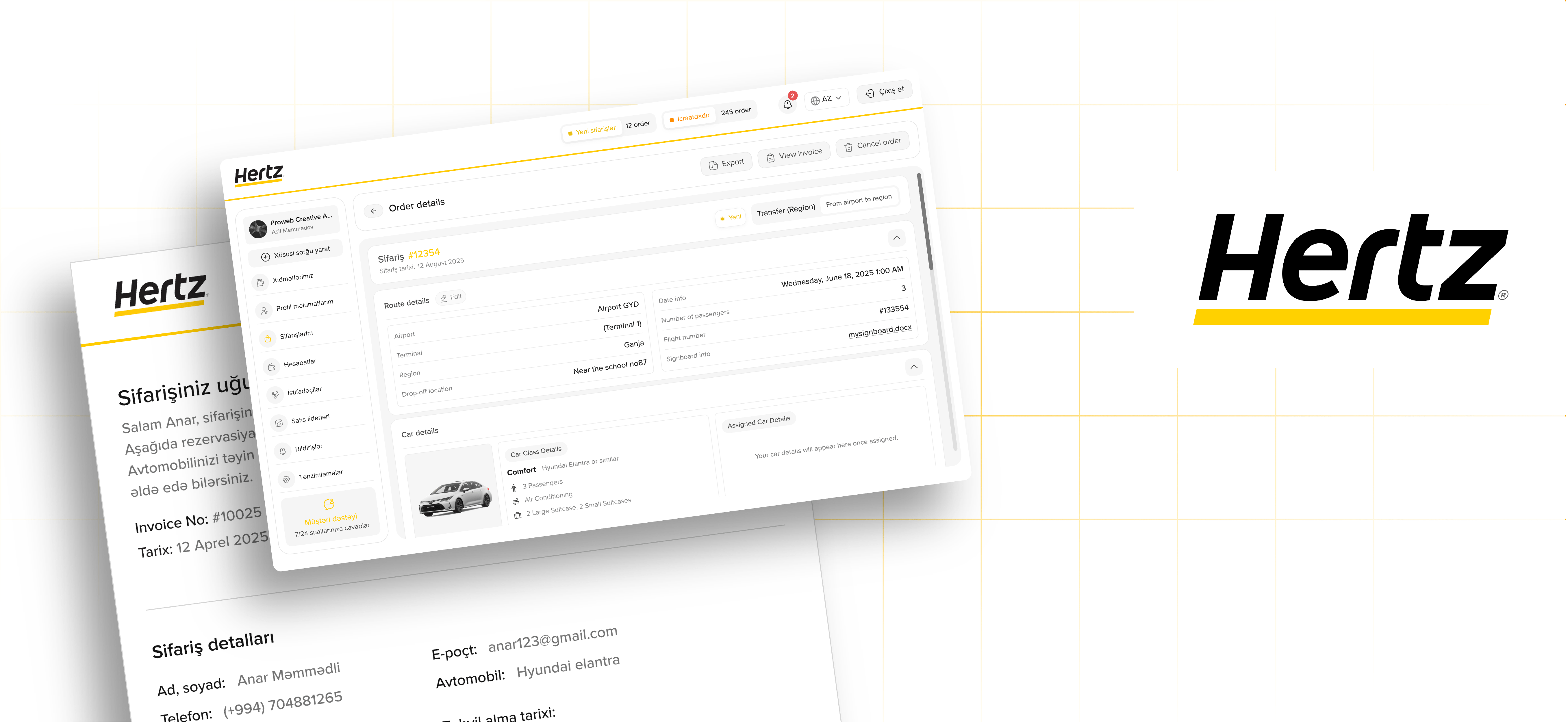 Hertz Azərbaycan üçün B2B Platformanın Hazırlanması