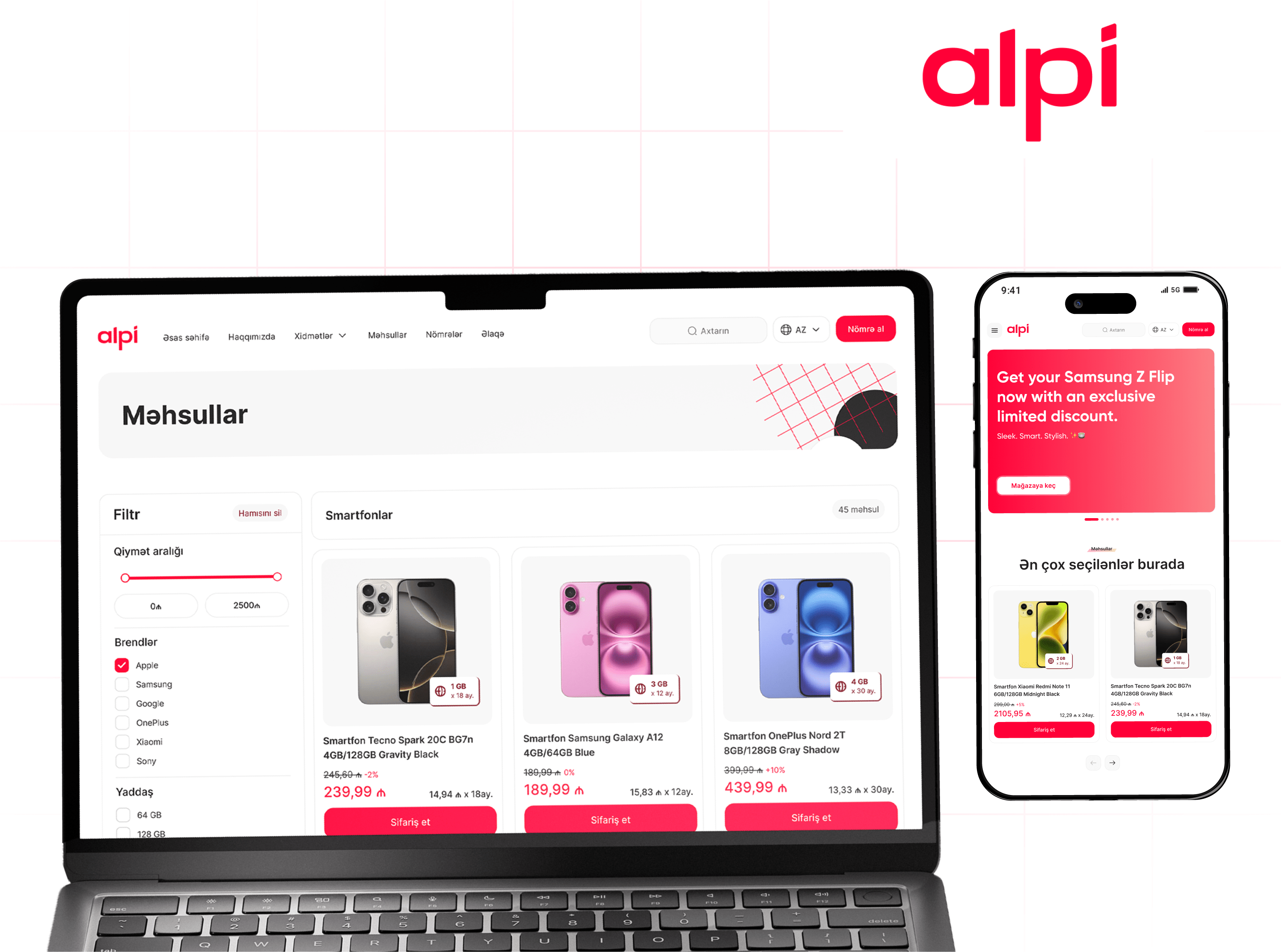 Alpimobile.az — Alpi Agency üçün hazırlanmış onlayn satış platforması