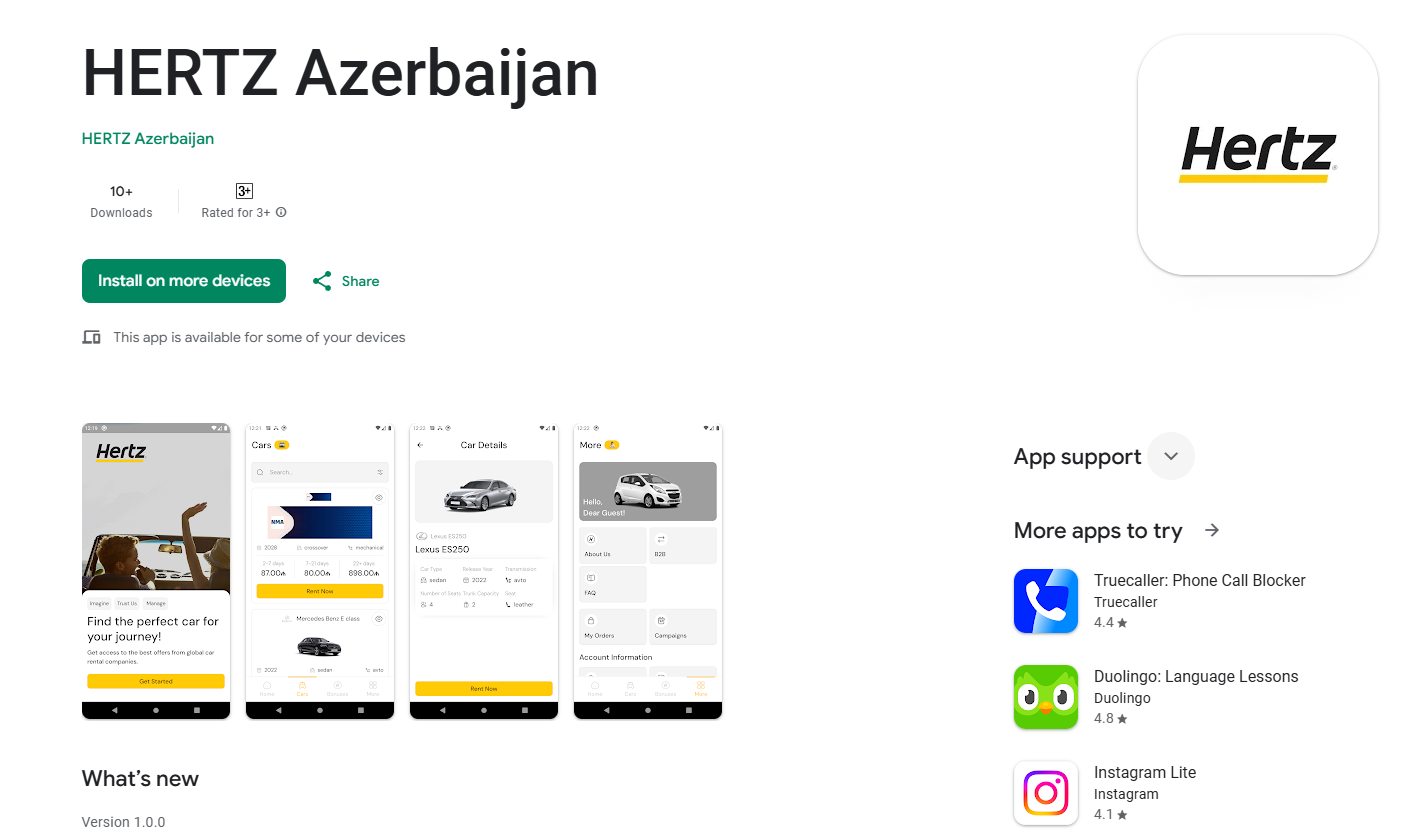 Mobile Application Development for Hertz Azerbaijan