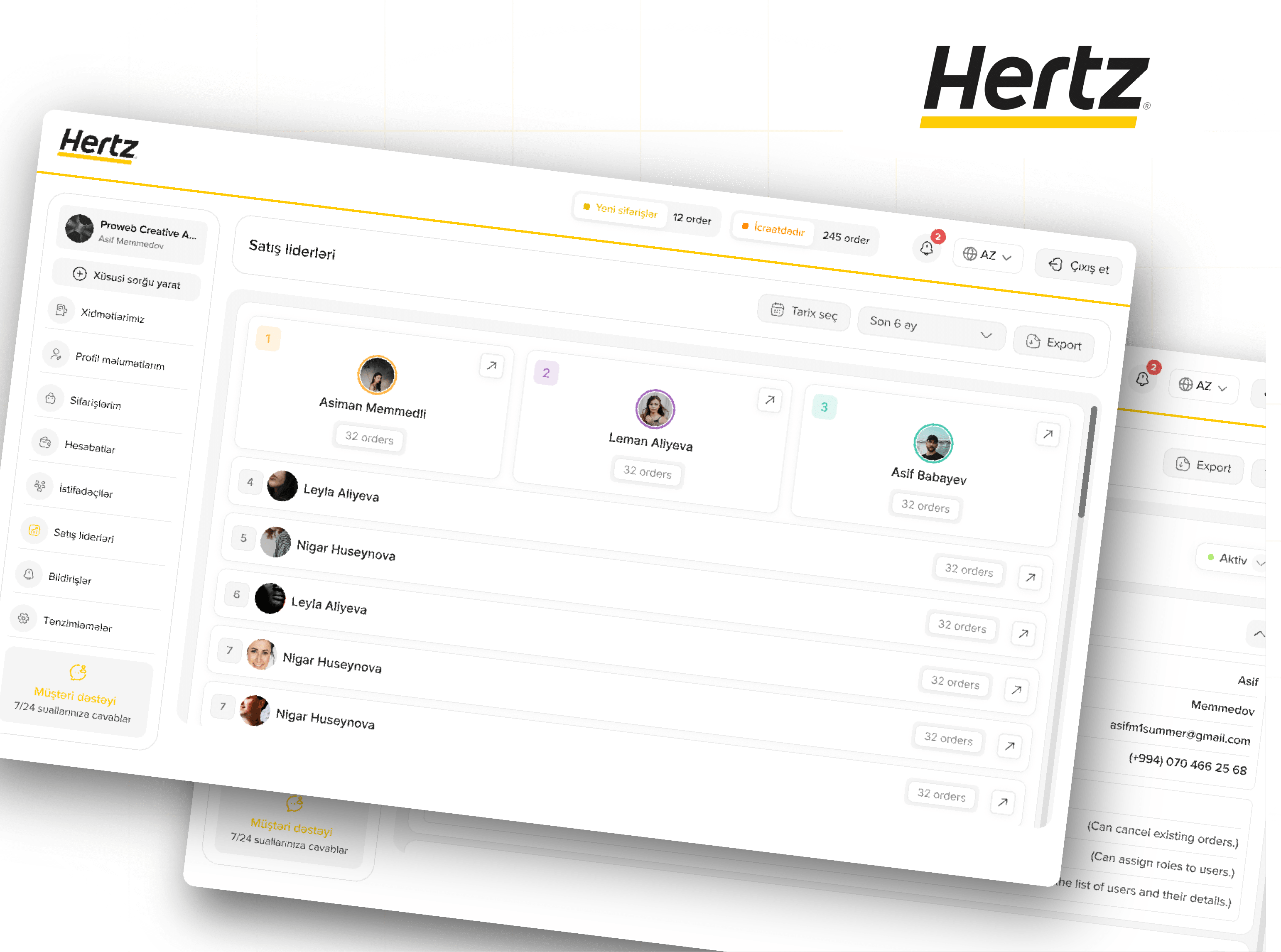 Hertz Azərbaycan üçün B2B Platformanın Hazırlanması
