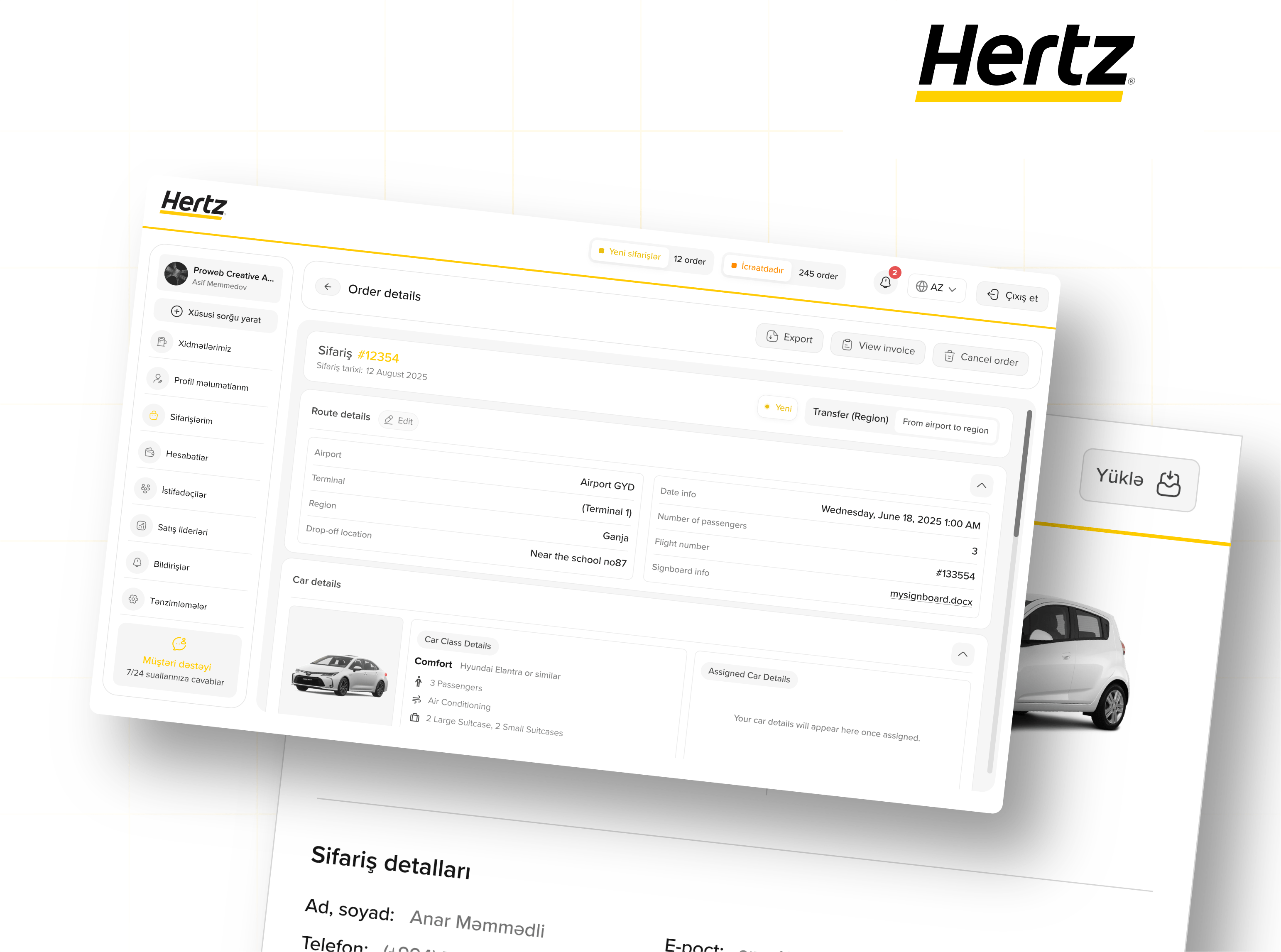 Hertz Azərbaycan üçün B2B Platformanın Hazırlanması